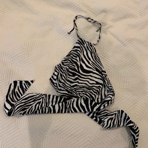 Zebra print halter neck scarf top